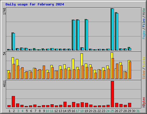 Daily usage for February 2024