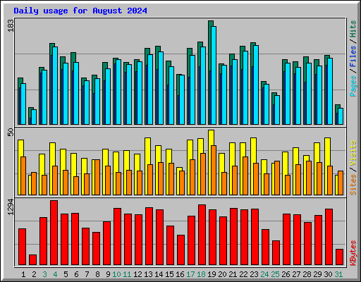Daily usage for August 2024