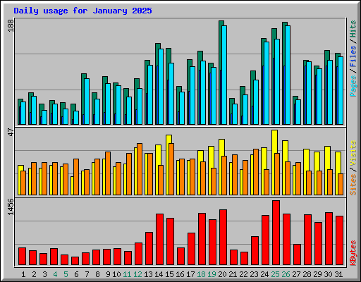Daily usage for January 2025