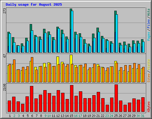 Daily usage for August 2025