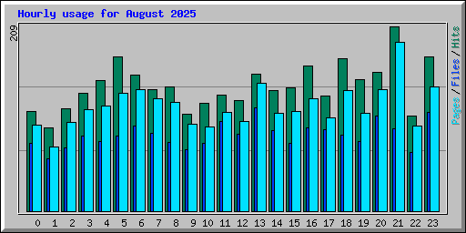 Hourly usage for August 2025